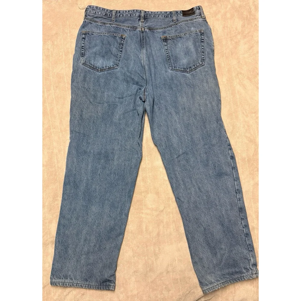 Men's Lands' End Relaxed Jeans Waist 40 Blue Plaid Lined Vintage